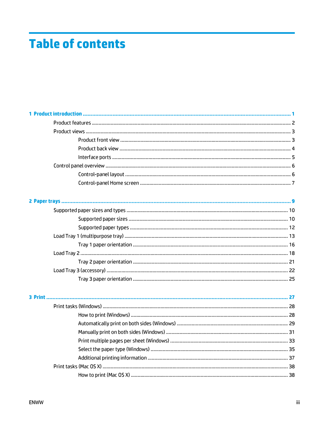 HP 400 manual Table of contents 