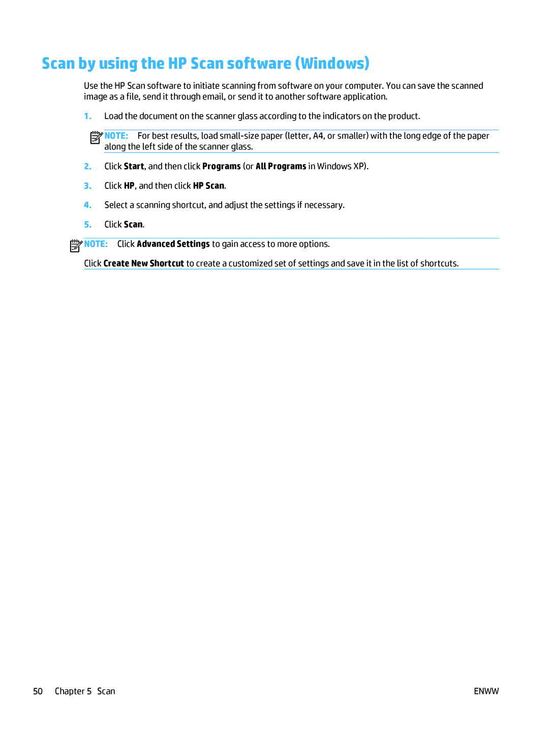 HP 400 manual Scan by using the HP Scan software Windows 