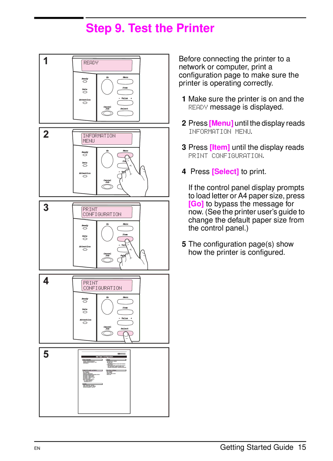 HP 4000 N manual Test the Printer 