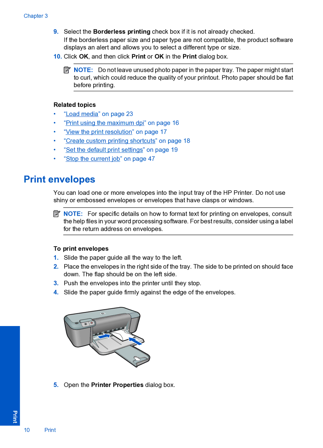 HP 4000 K210 manual Print envelopes, To print envelopes 