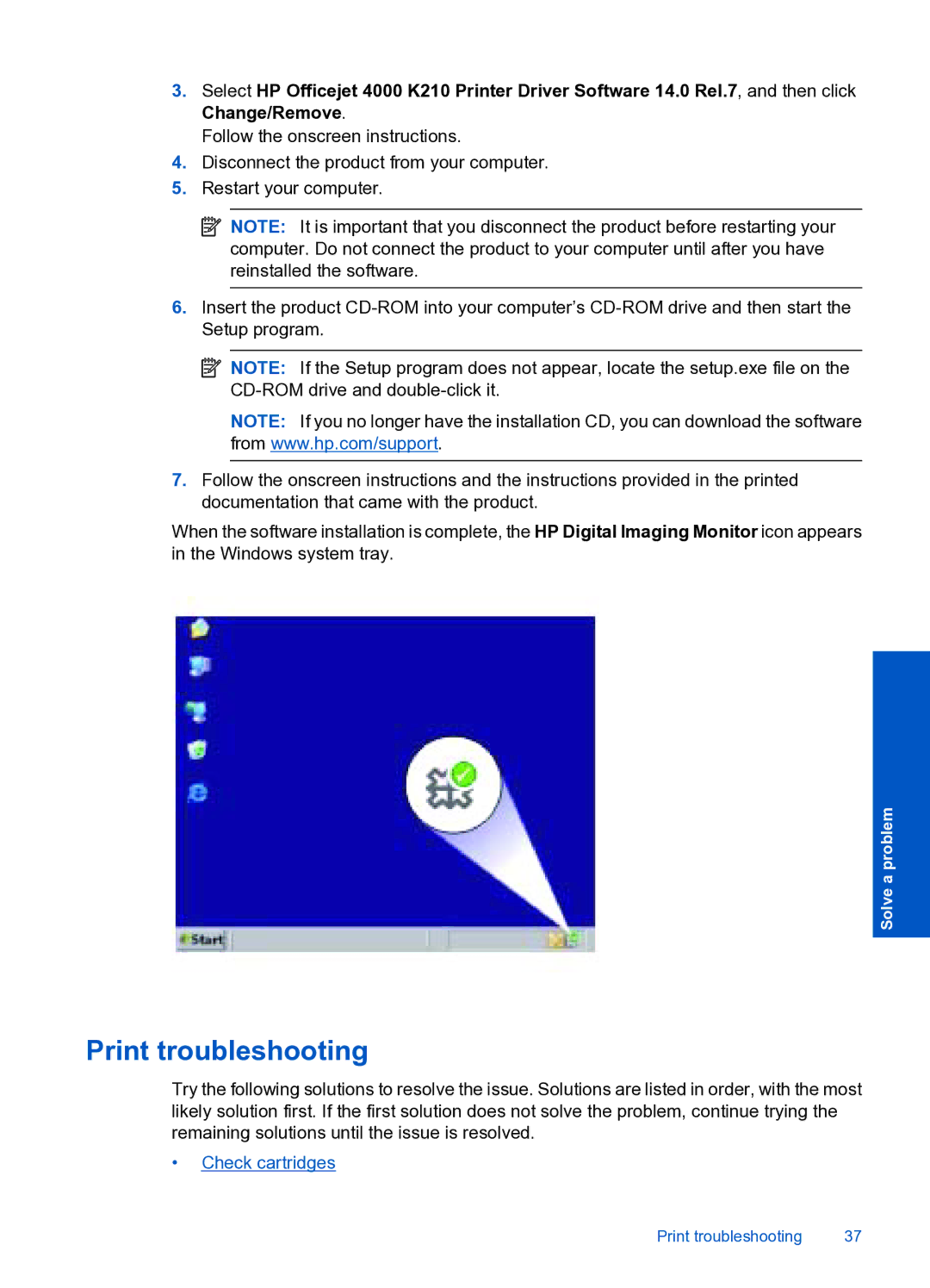 HP 4000 K210 manual Print troubleshooting 