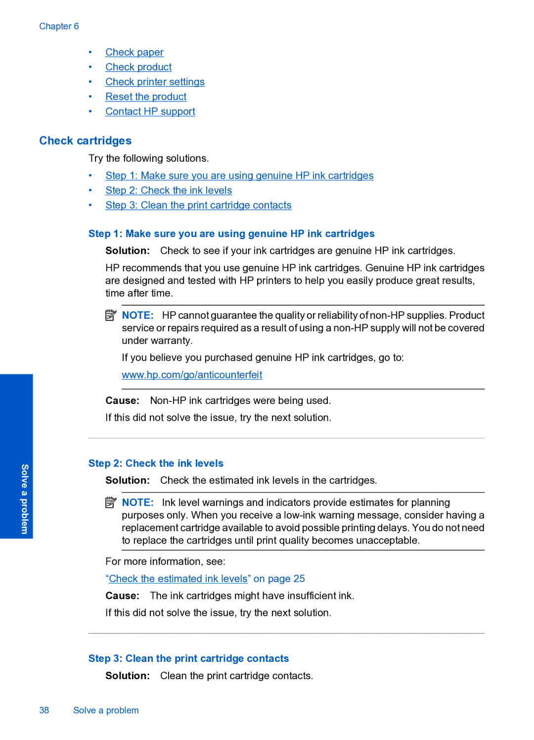 HP 4000 K210 manual Check cartridges, Make sure you are using genuine HP ink cartridges, Check the ink levels 