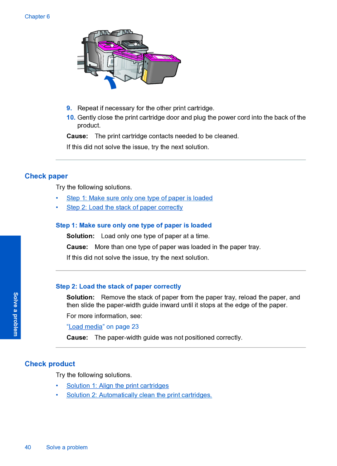 HP 4000 K210 Check paper, Check product, Make sure only one type of paper is loaded, Load the stack of paper correctly 