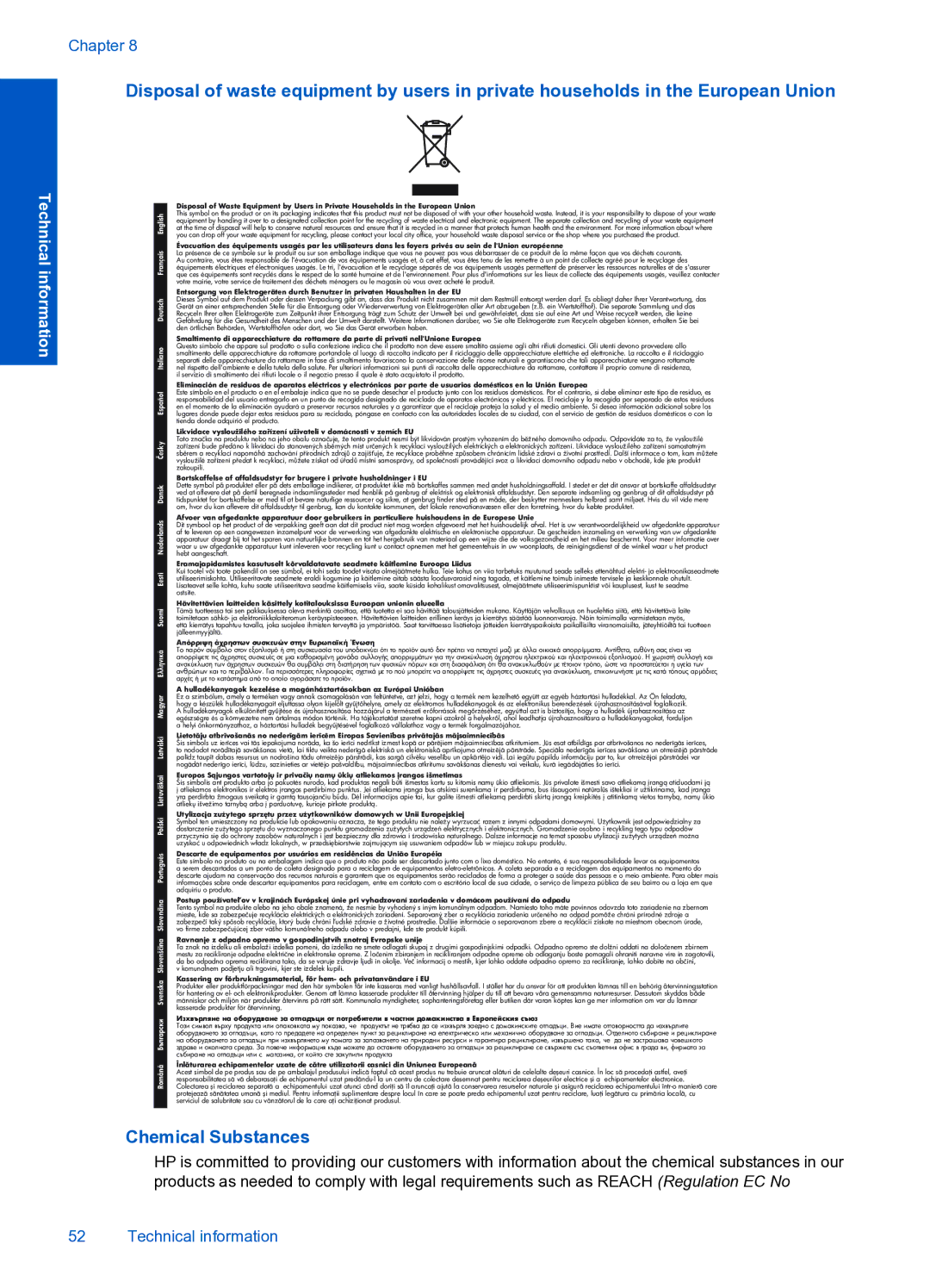 HP 4000 K210 manual Chemical Substances, Italiano 