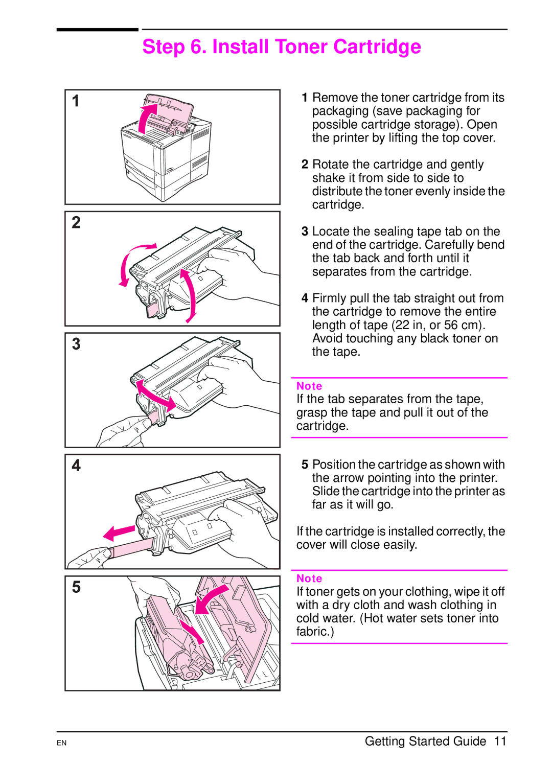 HP 4000 TN manual Install Toner Cartridge 