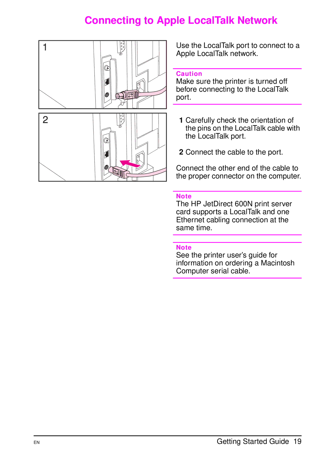 HP 4000 TN manual Connecting to Apple LocalTalk Network 