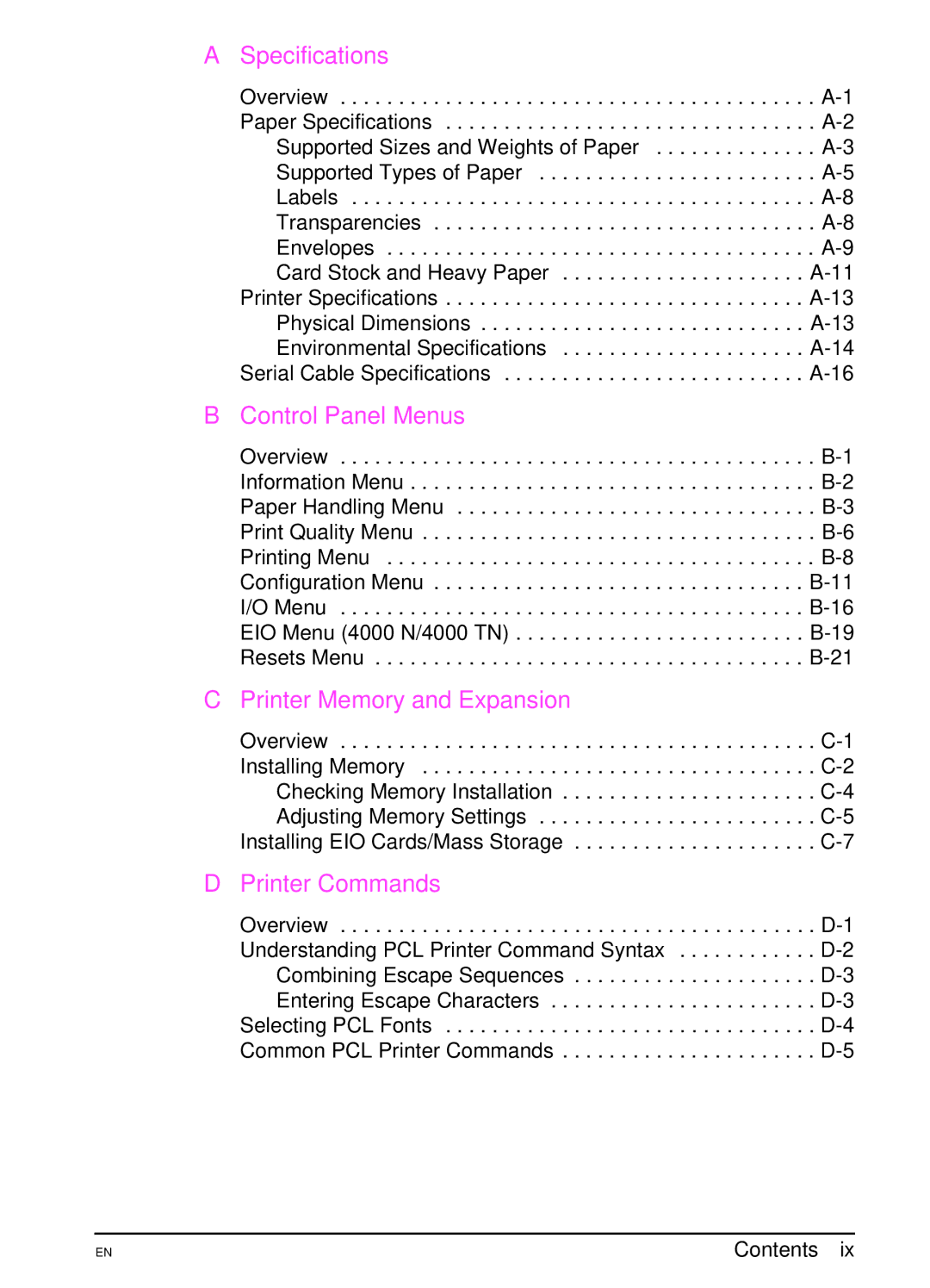 HP 4000TN, 4000N manual Specifications 