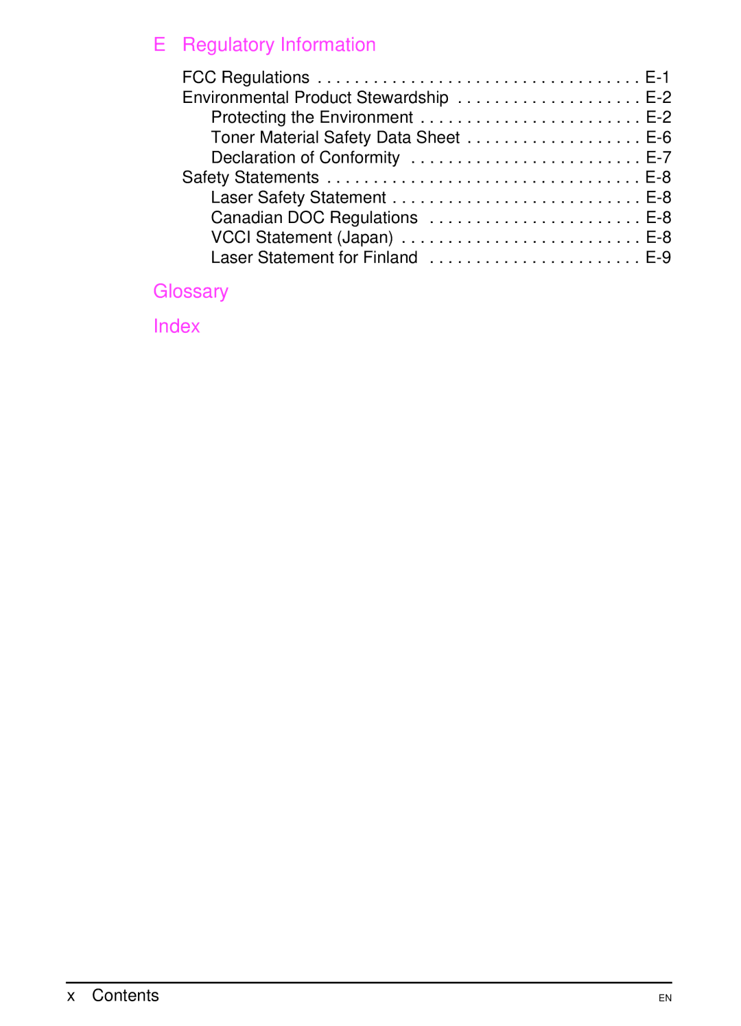 HP 4000N, 4000TN manual Glossary Index 