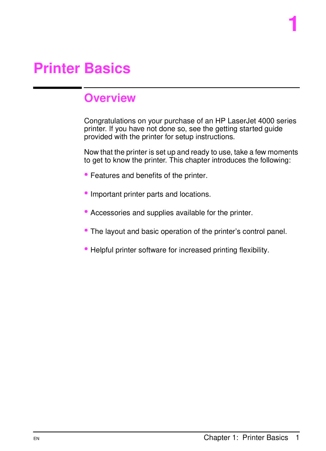 HP 4000TN, 4000N manual Printer Basics, Overview 