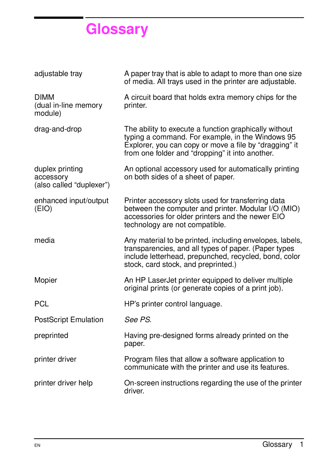 HP 4000TN, 4000N manual Glossary 