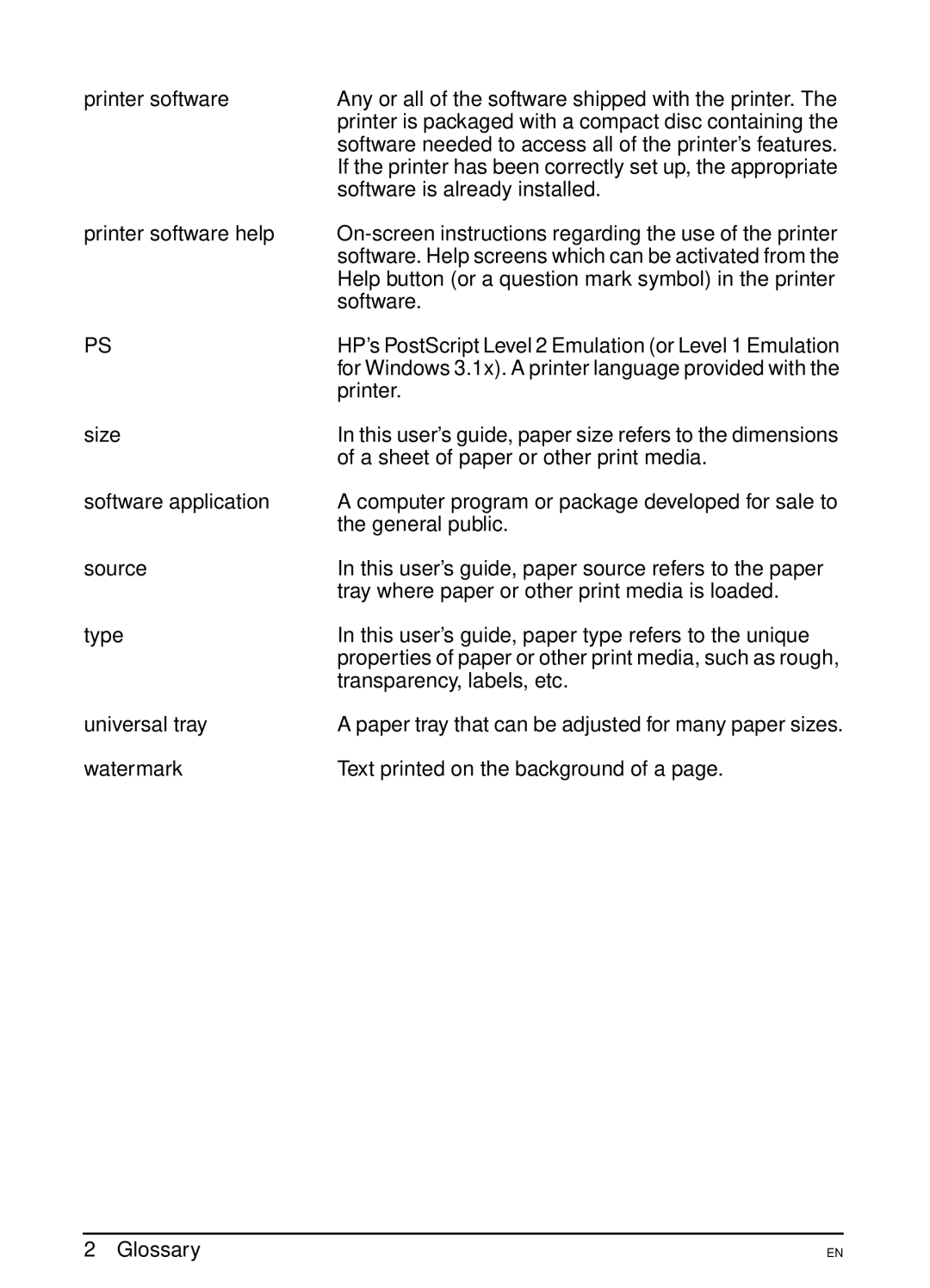 HP 4000N Software is already installed, Printer software help, Help button or a question mark symbol in the printer, Size 