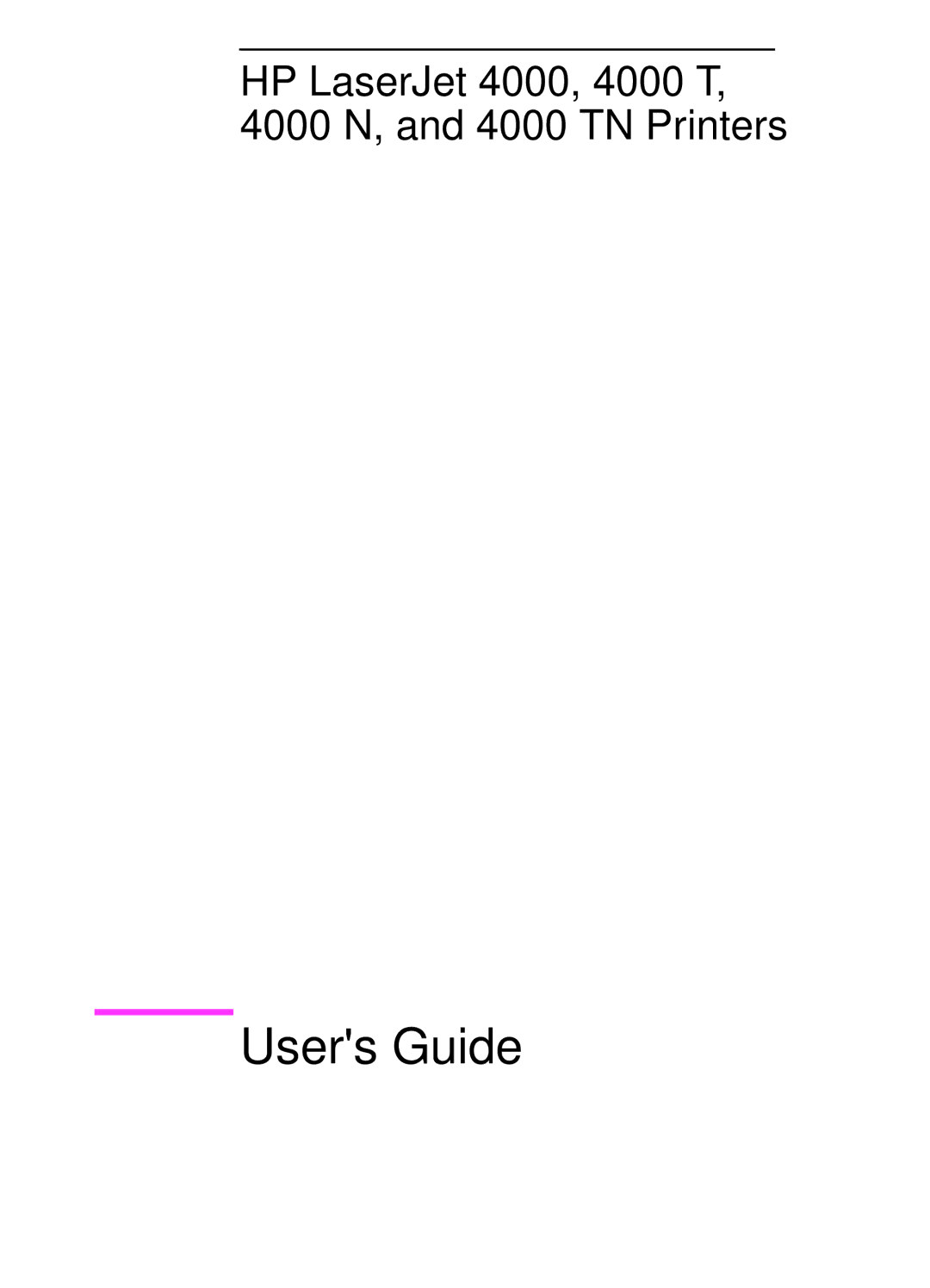 HP 4000TN, 4000N manual Users Guide 