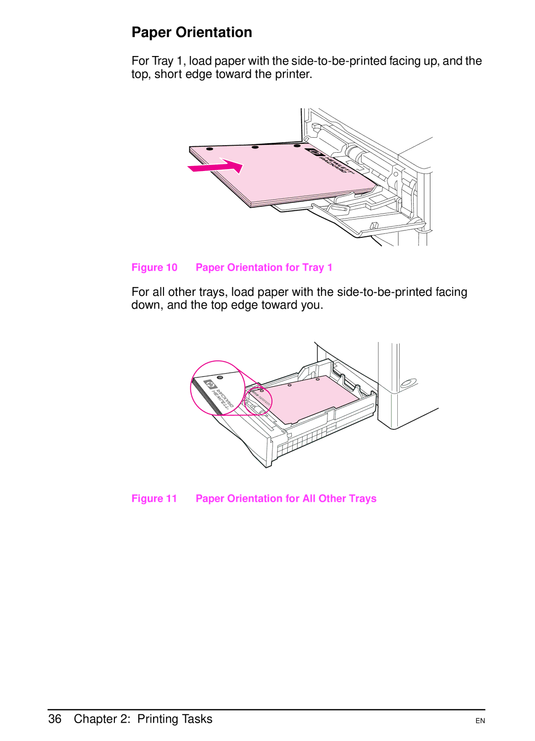 HP 4000N, 4000TN manual Paper Orientation for Tray 