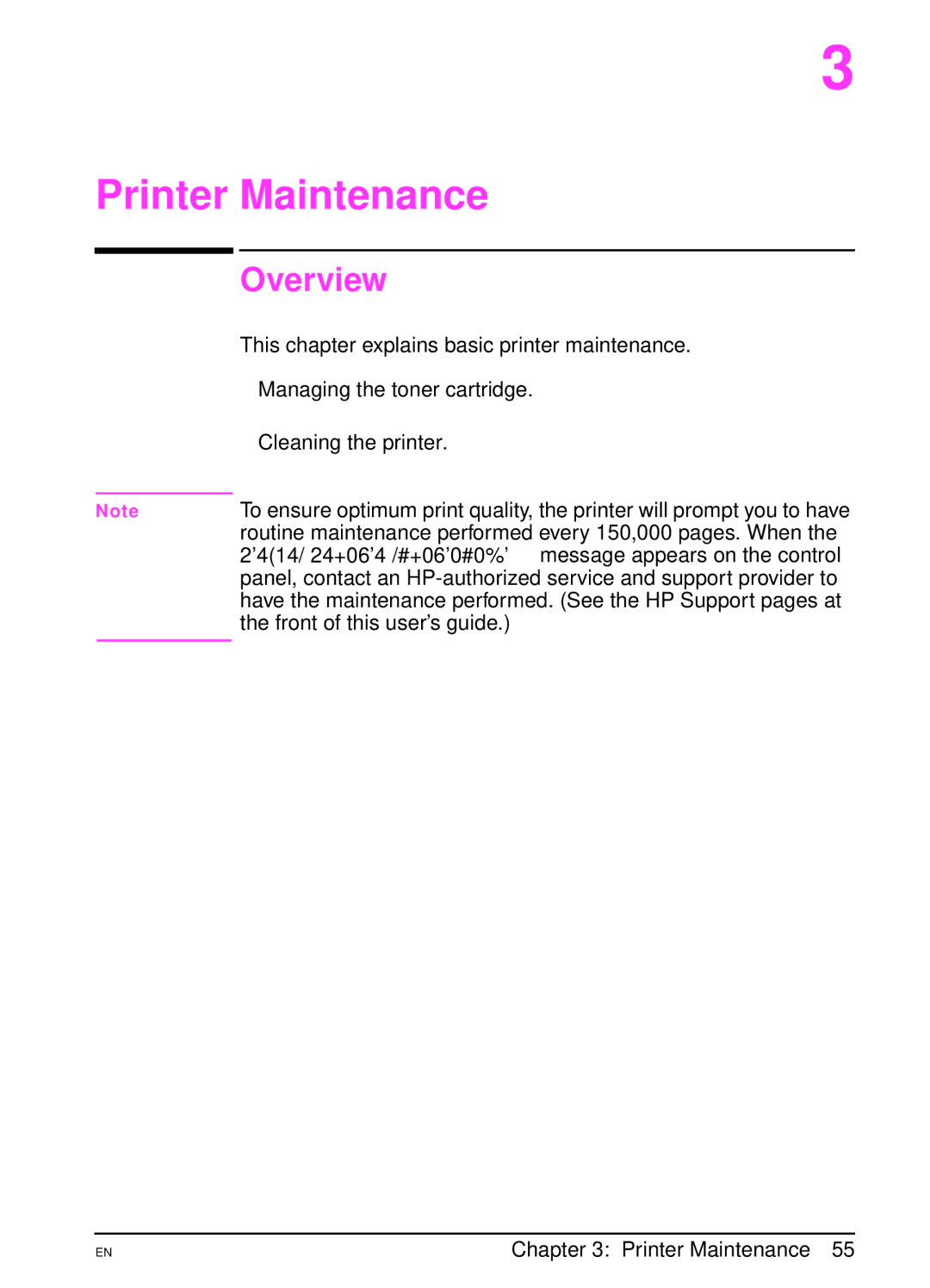 HP 4000TN, 4000N manual Printer Maintenance, Overview 