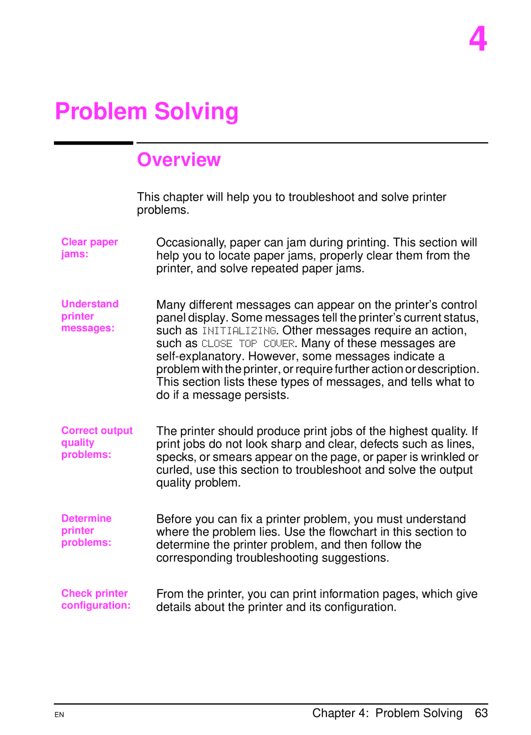 HP 4000TN, 4000N manual Problem Solving 