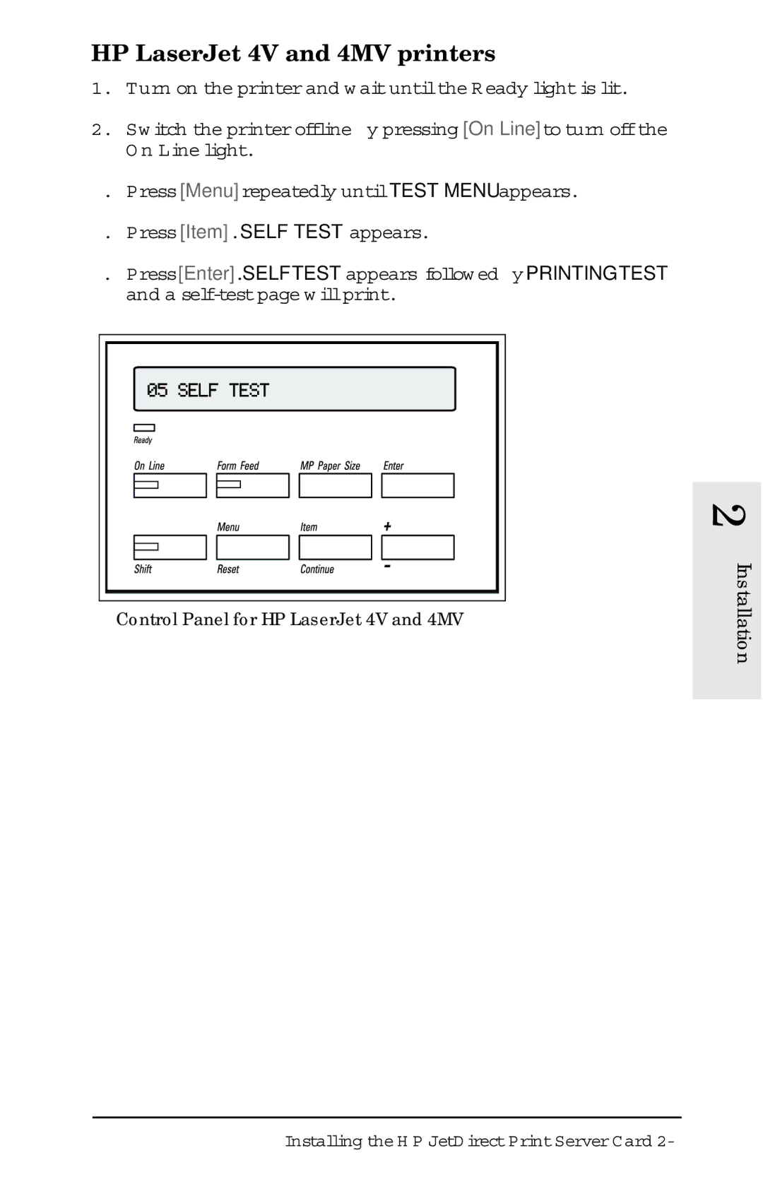 HP 400N manual HP LaserJet 4V and 4MV printers 