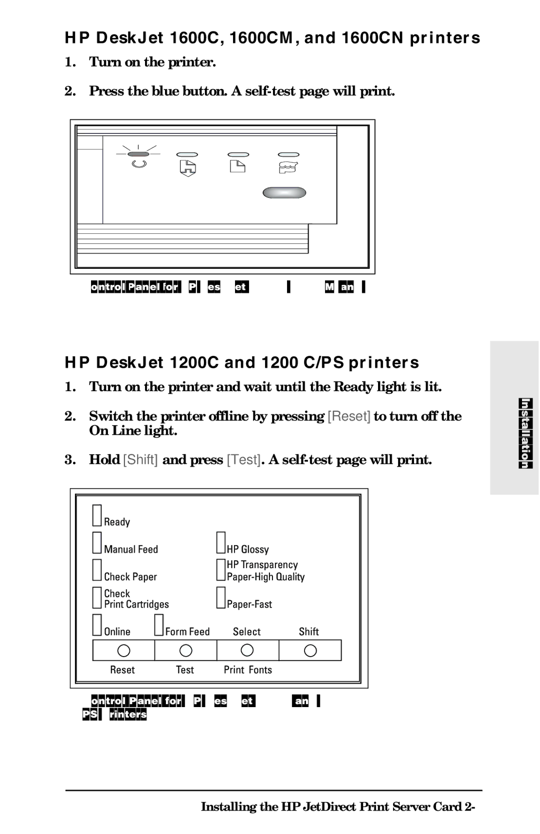 HP 400N manual HP DeskJet 1600C, 1600CM, and 1600CN printers, HP DeskJet 1200C and 1200 C/PS printers 