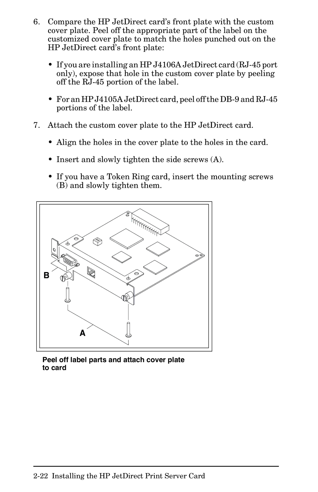 HP 400N manual Peel off label parts and attach cover plate to card 