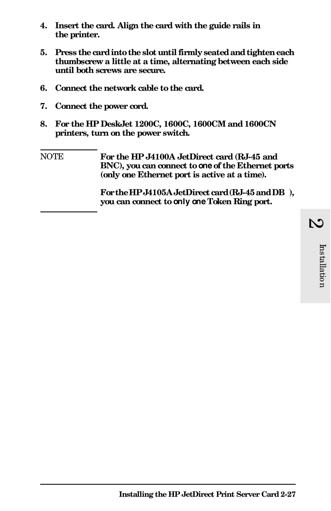 HP 400N manual Installation 