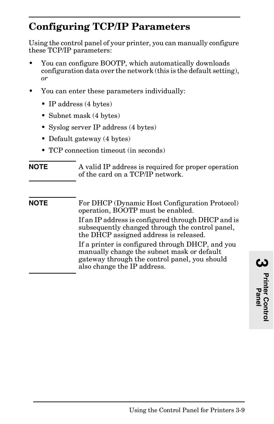 HP 400N manual Configuring TCP/IP Parameters 