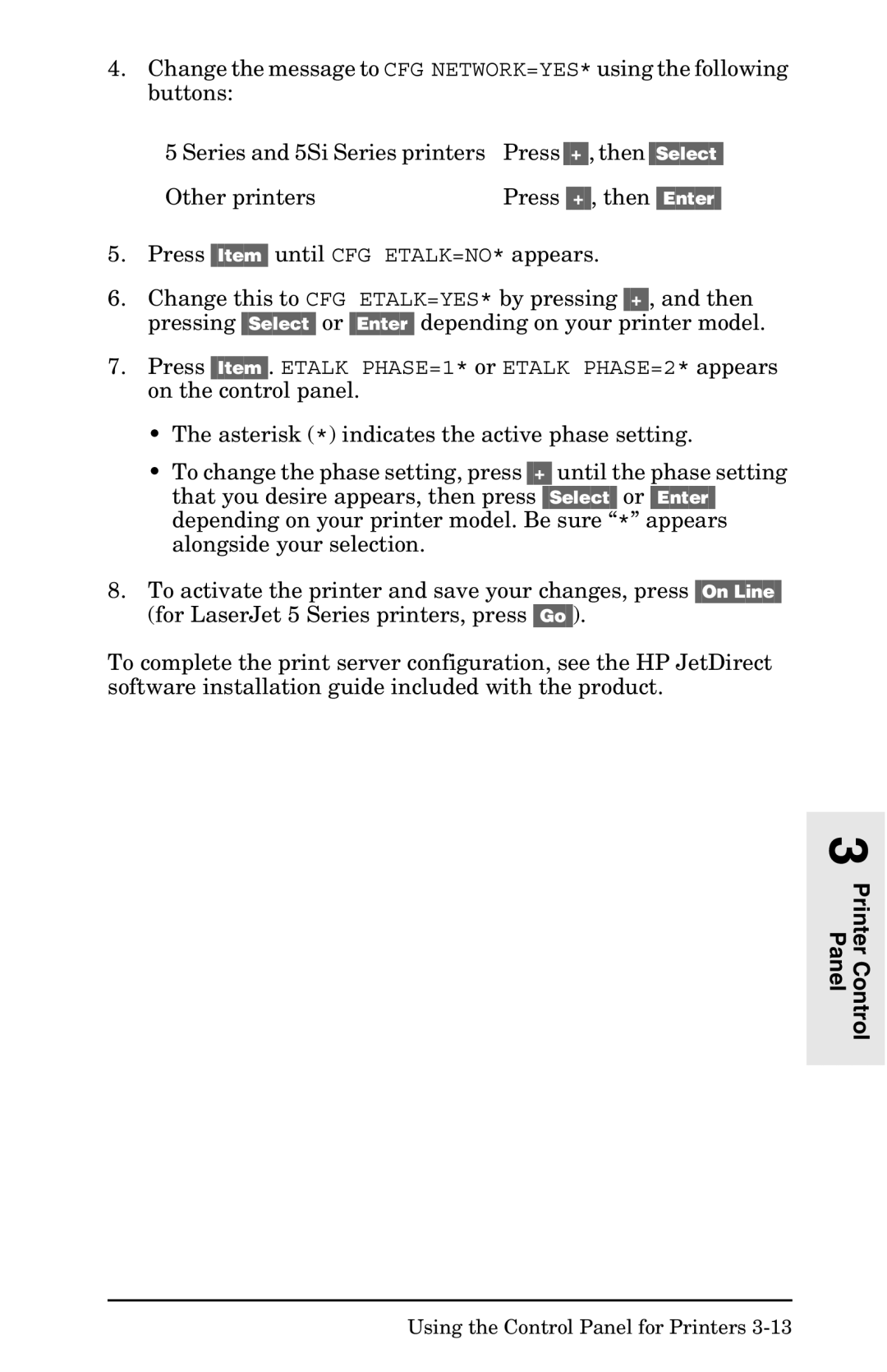 HP 400N manual Printer Control Panel 