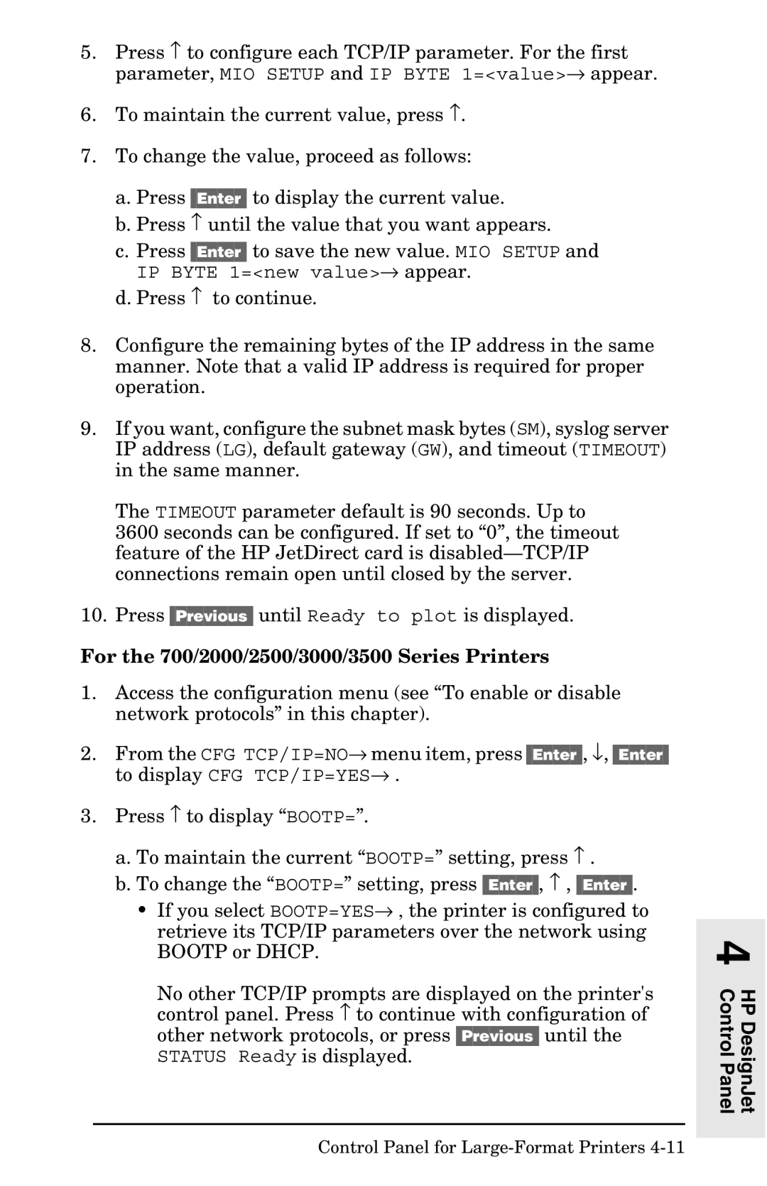 HP 400N manual IP Byte 1=new value→ appear 