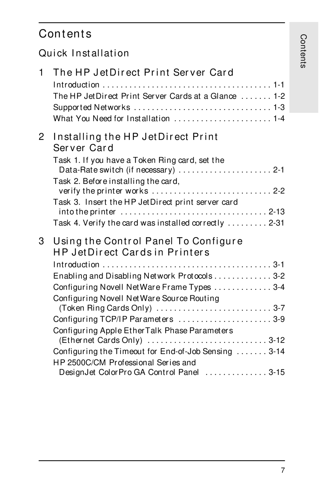 HP 400N manual Contents 