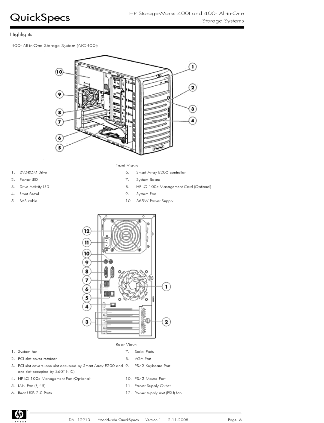 HP 400t manual QuickSpecs 