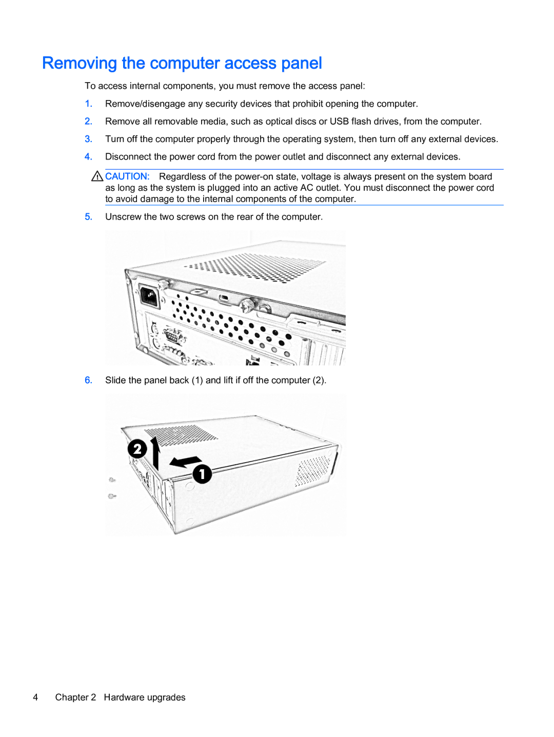 HP 402 G1 manual Removing the computer access panel 