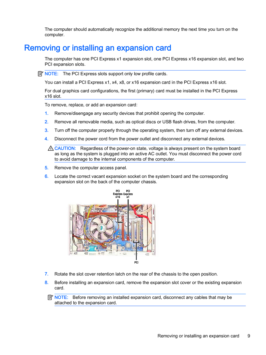 HP 402 G1 manual Removing or installing an expansion card 