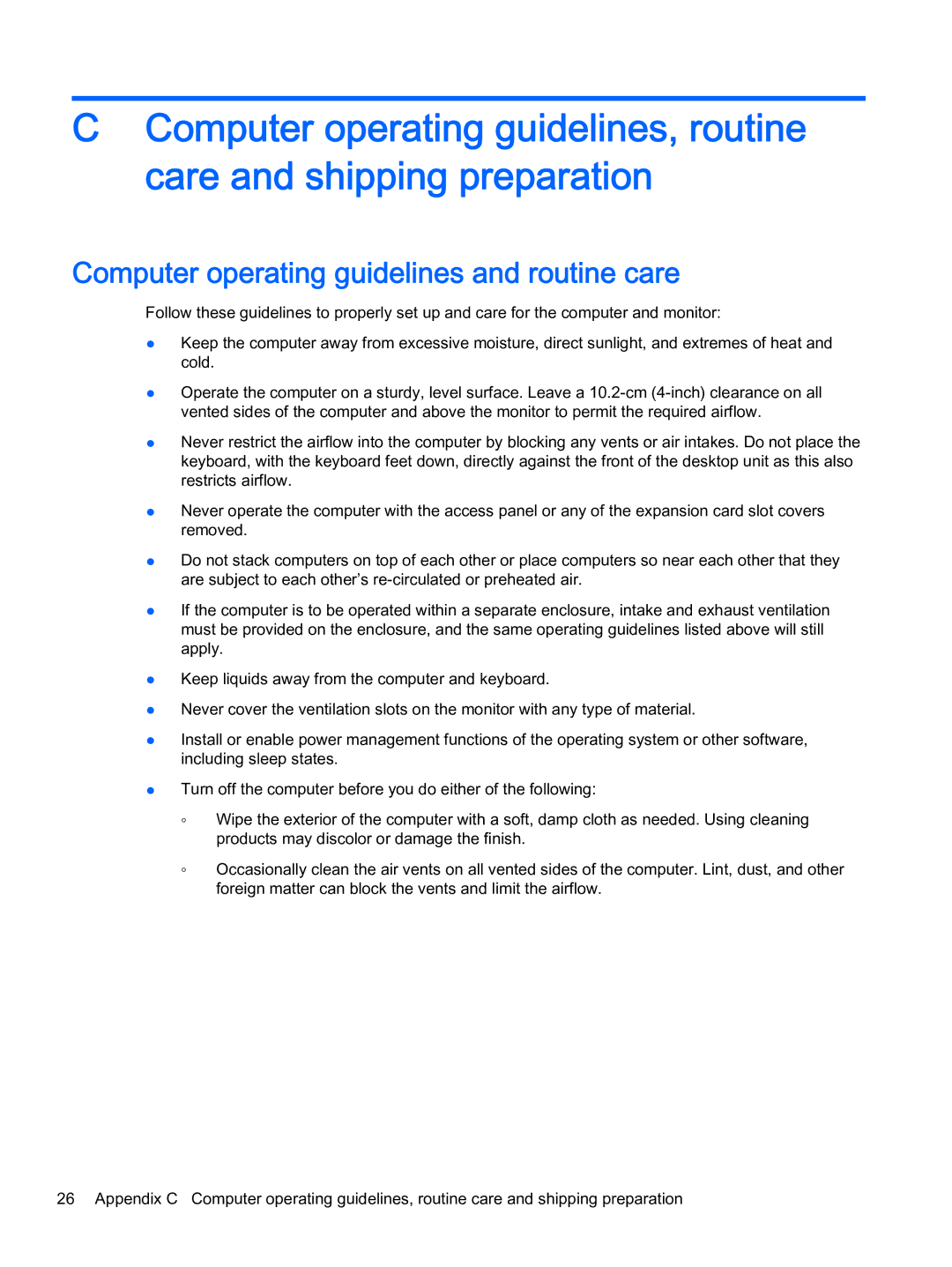 HP 402 G1 manual Computer operating guidelines and routine care 