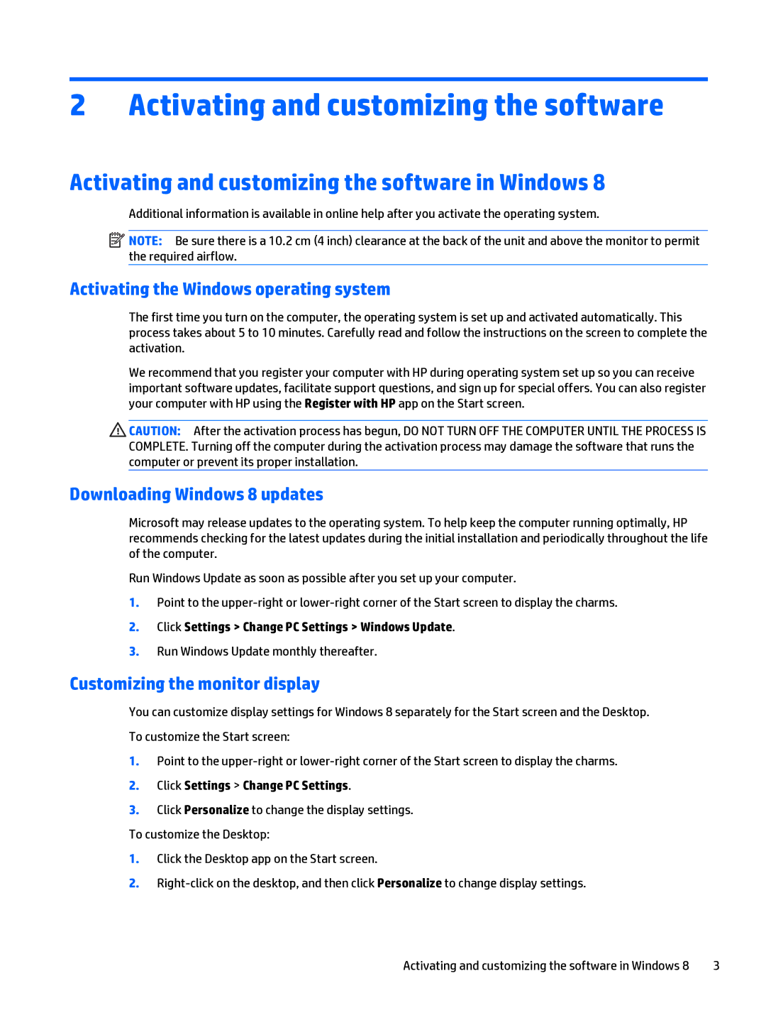 HP 402 G1 manual Activating and customizing the software in Windows, Activating the Windows operating system 