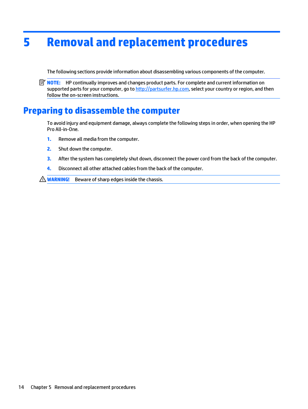 HP 402 G1 manual Removal and replacement procedures, Preparing to disassemble the computer 