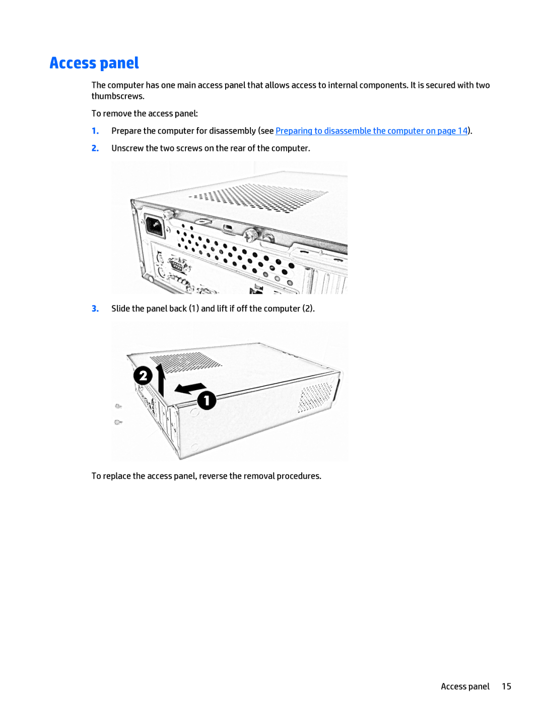 HP 402 G1 manual Access panel 