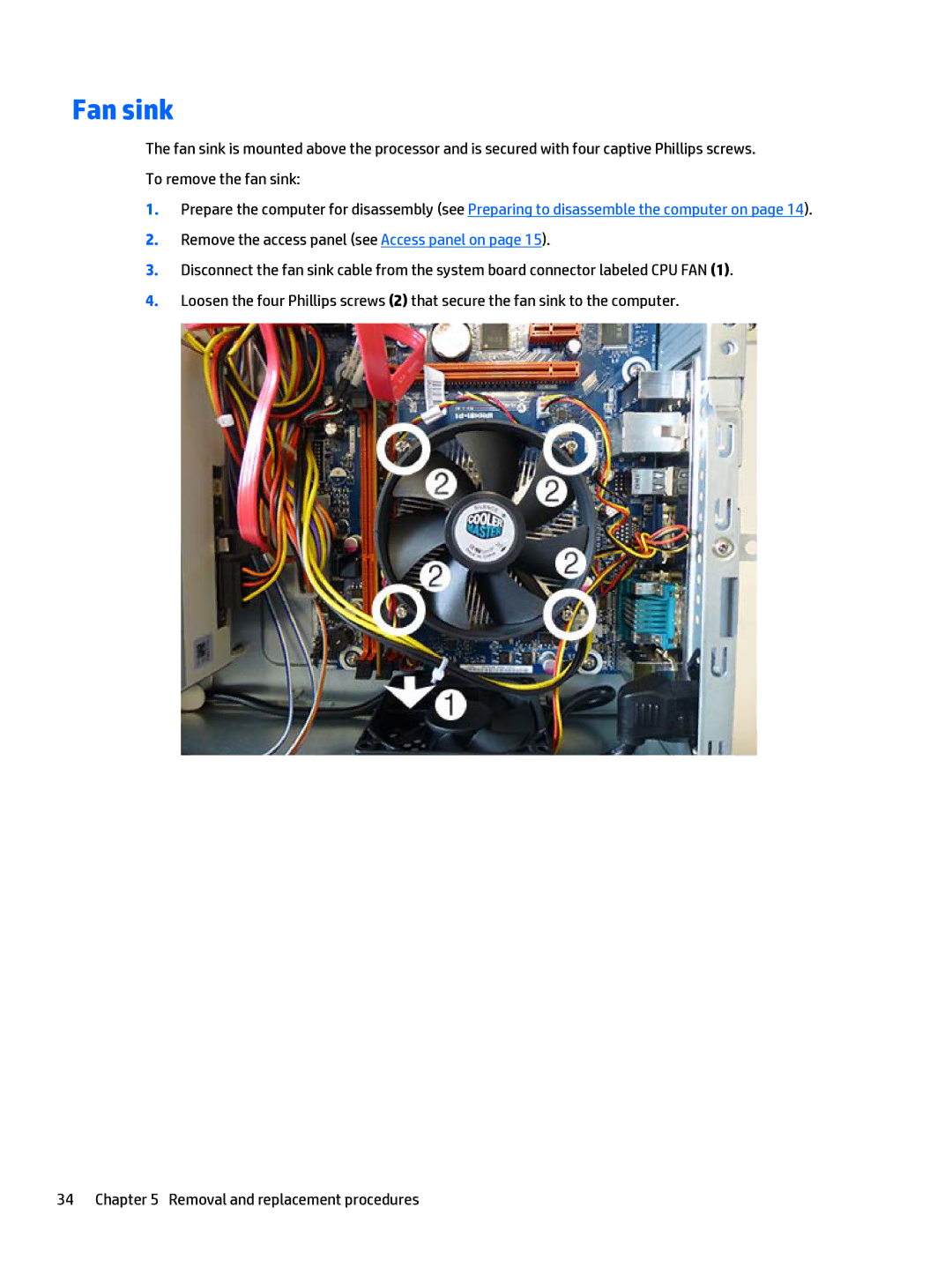 HP 402 G1 manual Fan sink 