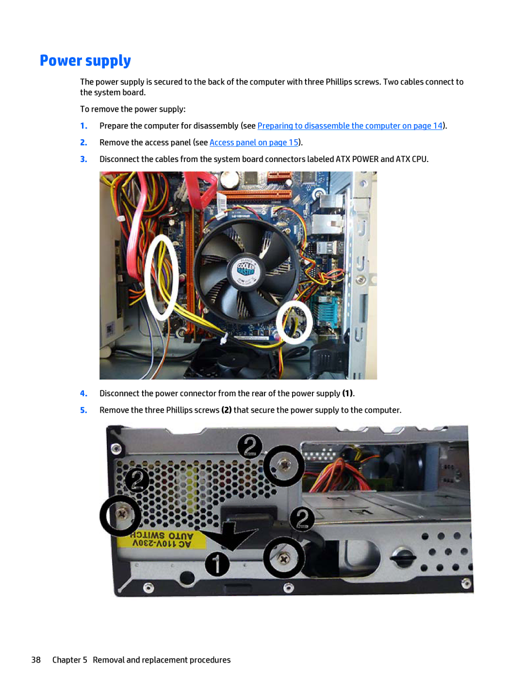 HP 402 G1 manual Power supply 