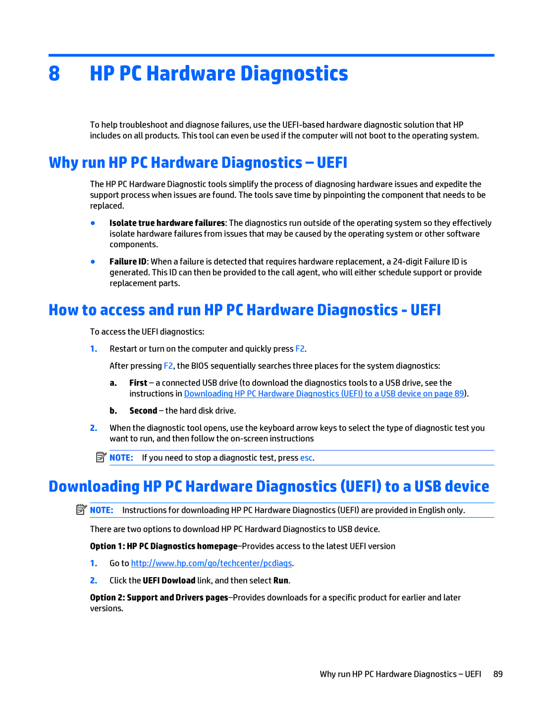 HP 402 G1 manual Why run HP PC Hardware Diagnostics Uefi, How to access and run HP PC Hardware Diagnostics Uefi 