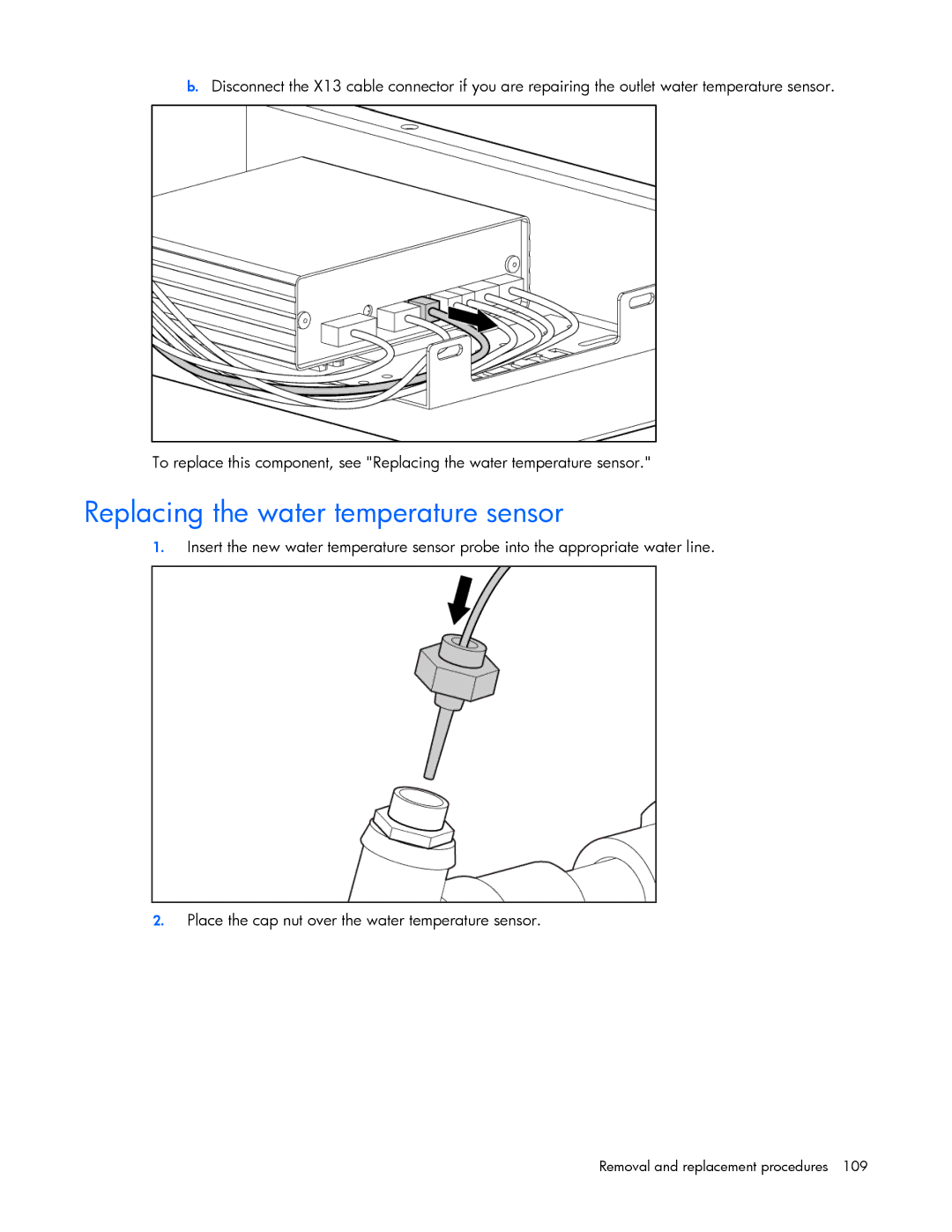 HP 403349-003 manual Replacing the water temperature sensor 