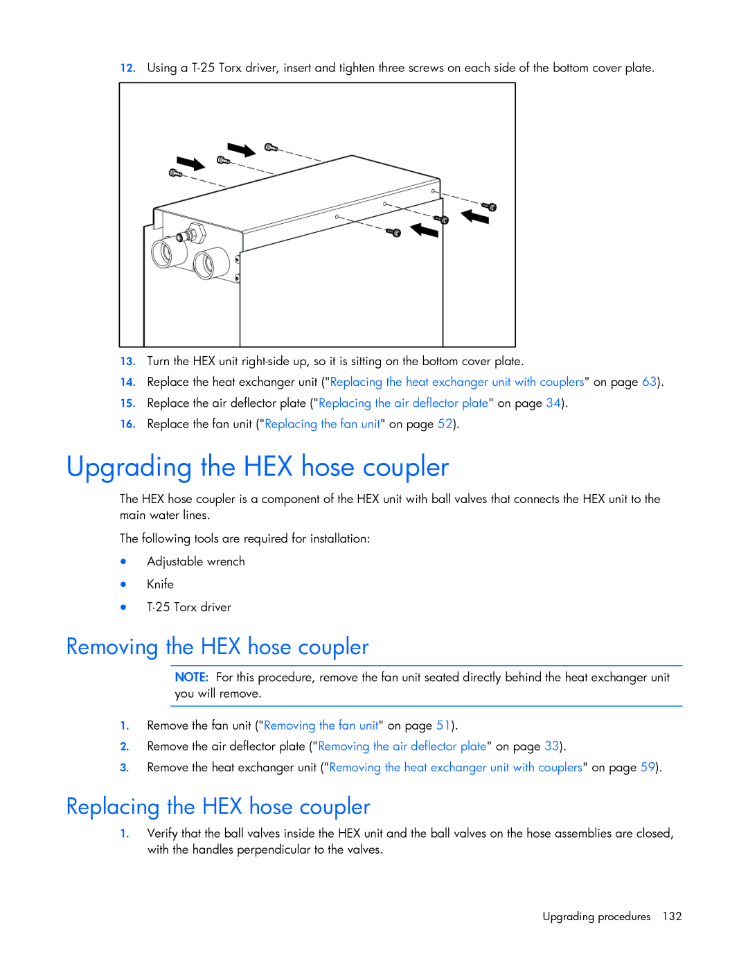 HP 403349-003 manual Upgrading the HEX hose coupler, Removing the HEX hose coupler, Replacing the HEX hose coupler 