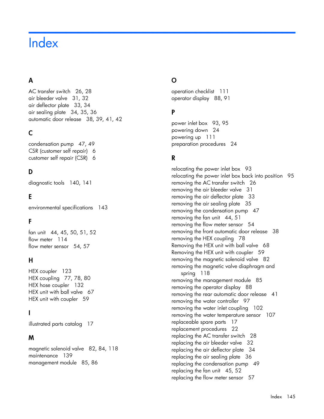 HP 403349-003 manual Index 