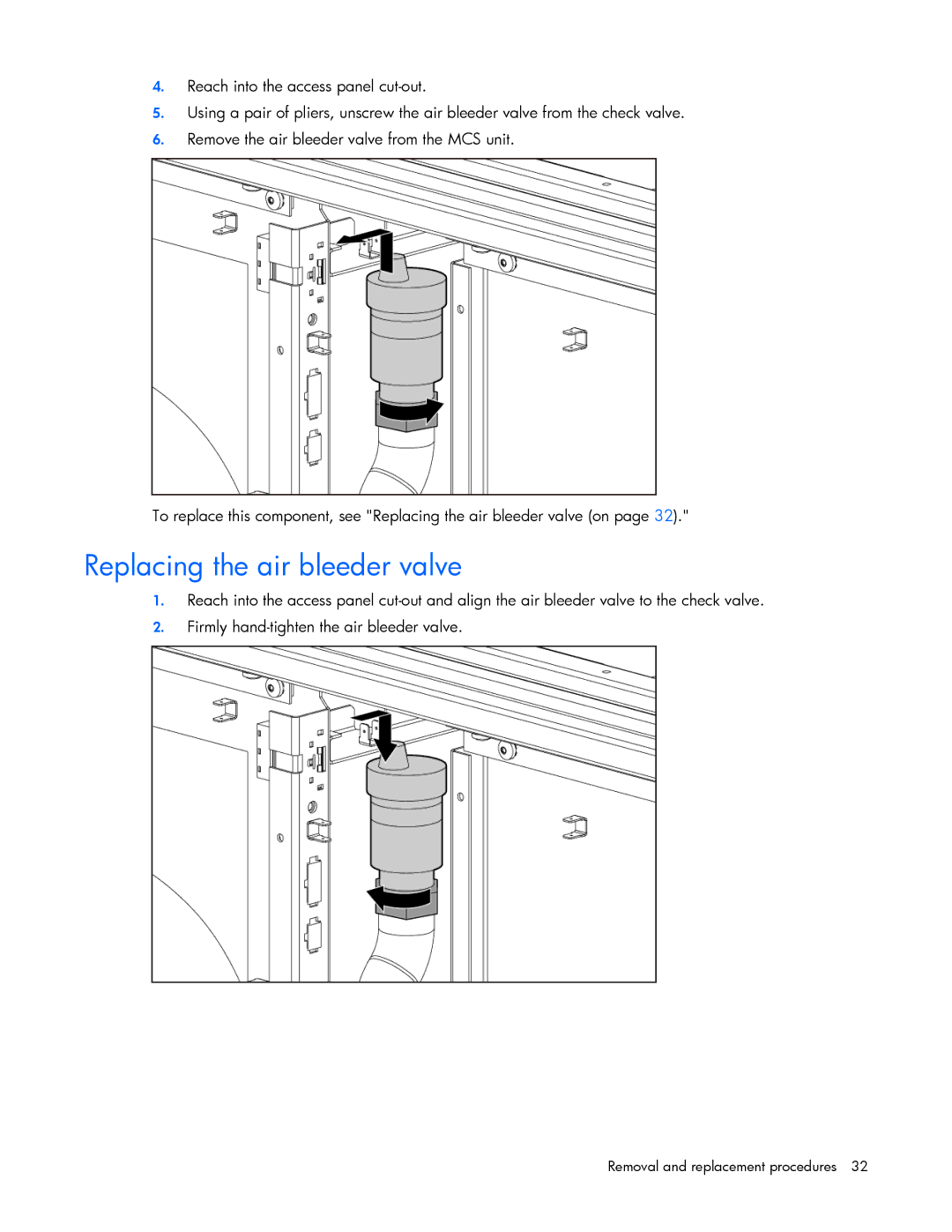 HP 403349-003 manual Replacing the air bleeder valve 