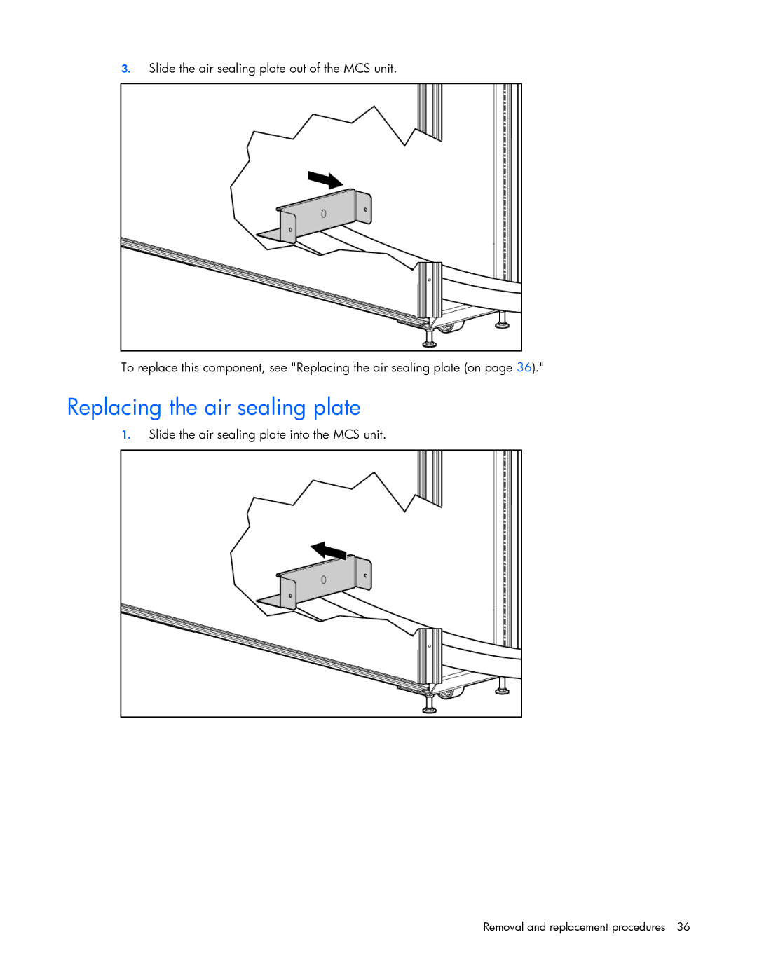 HP 403349-003 manual Replacing the air sealing plate 