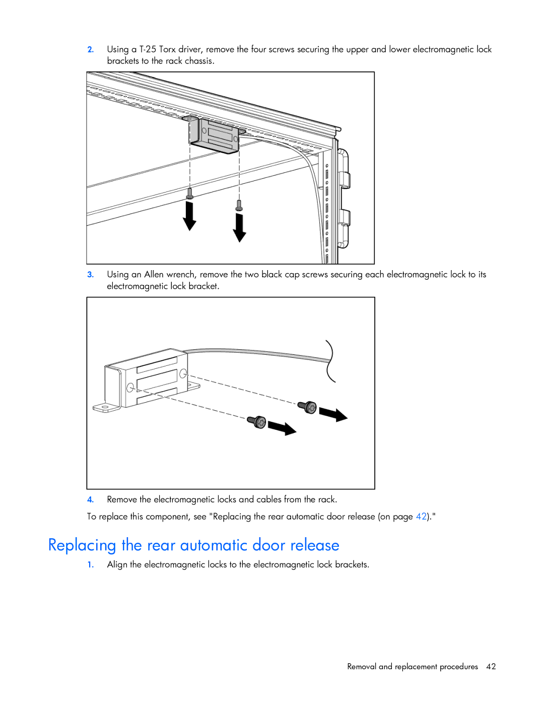 HP 403349-003 manual Replacing the rear automatic door release 