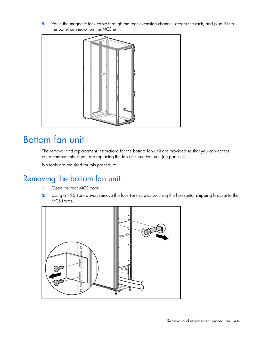 HP 403349-003 manual Bottom fan unit, Removing the bottom fan unit 