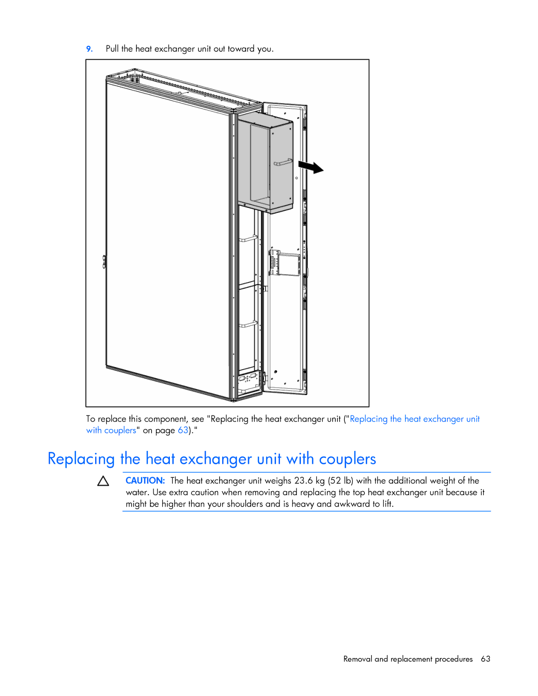 HP 403349-003 manual Replacing the heat exchanger unit with couplers 