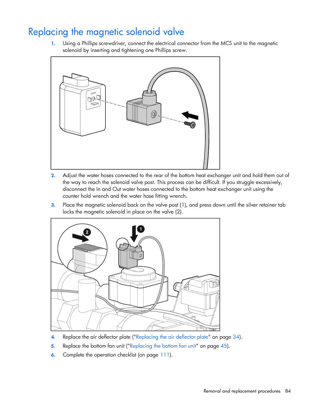 HP 403349-003 manual Replacing the magnetic solenoid valve 