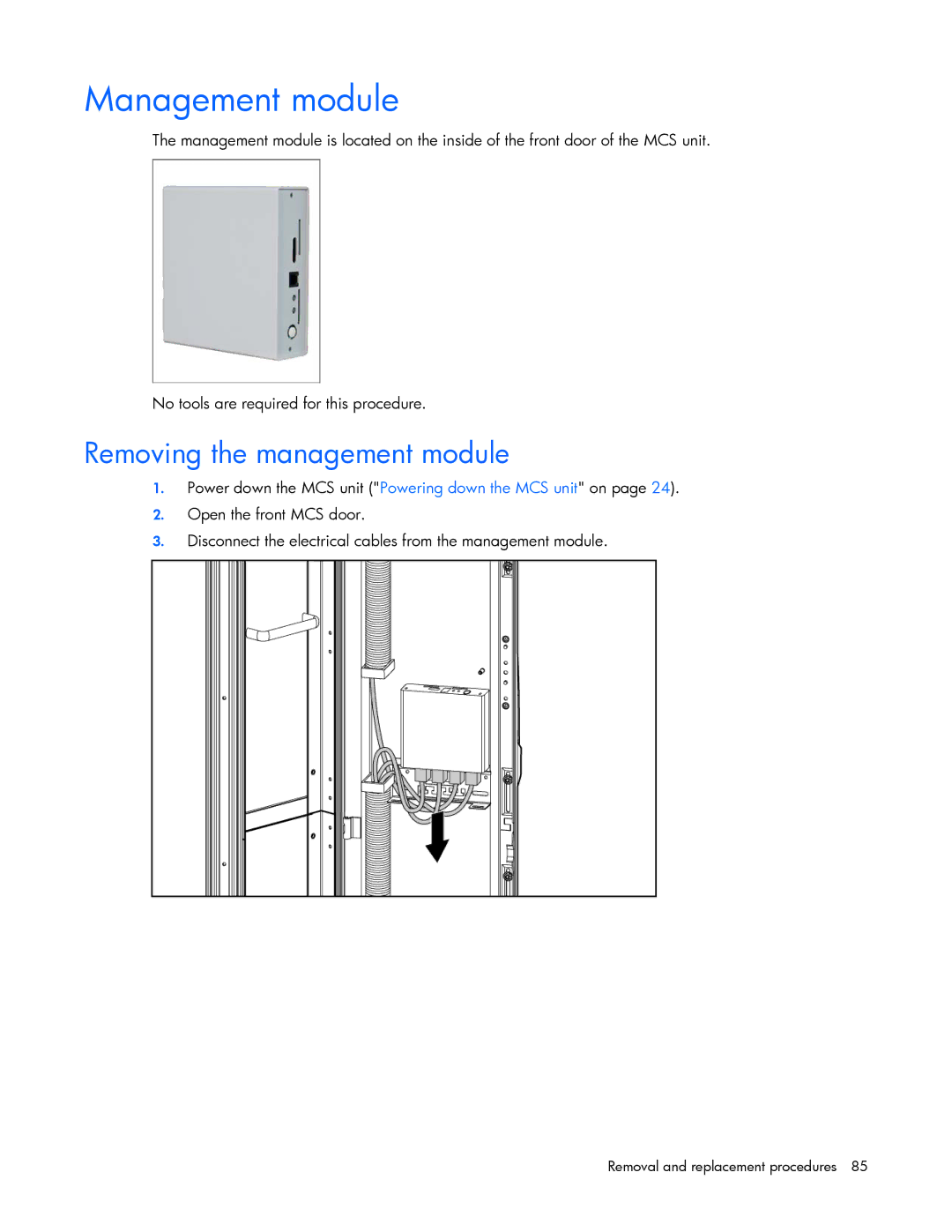 HP 403349-003 manual Management module, Removing the management module 