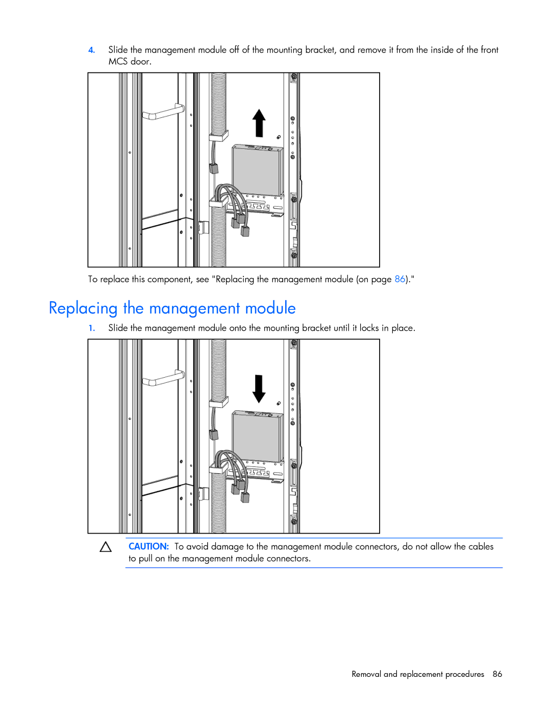 HP 403349-003 manual Replacing the management module 