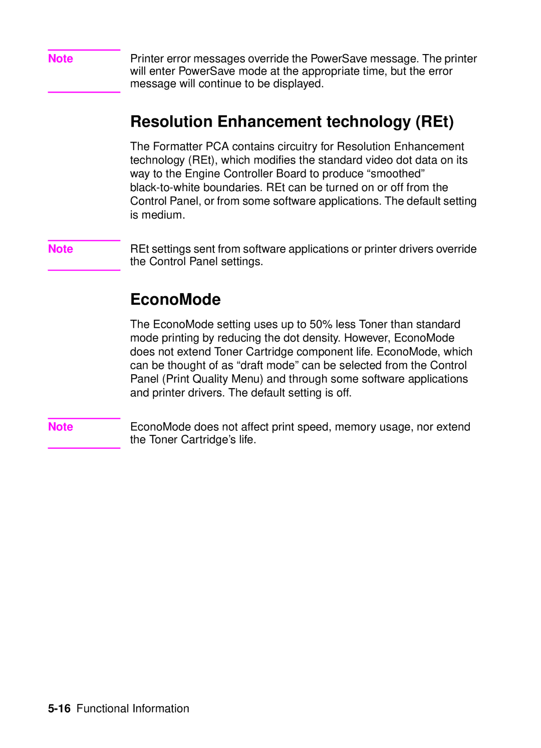 HP 4050, 4000 manual Resolution Enhancement technology REt, EconoMode 