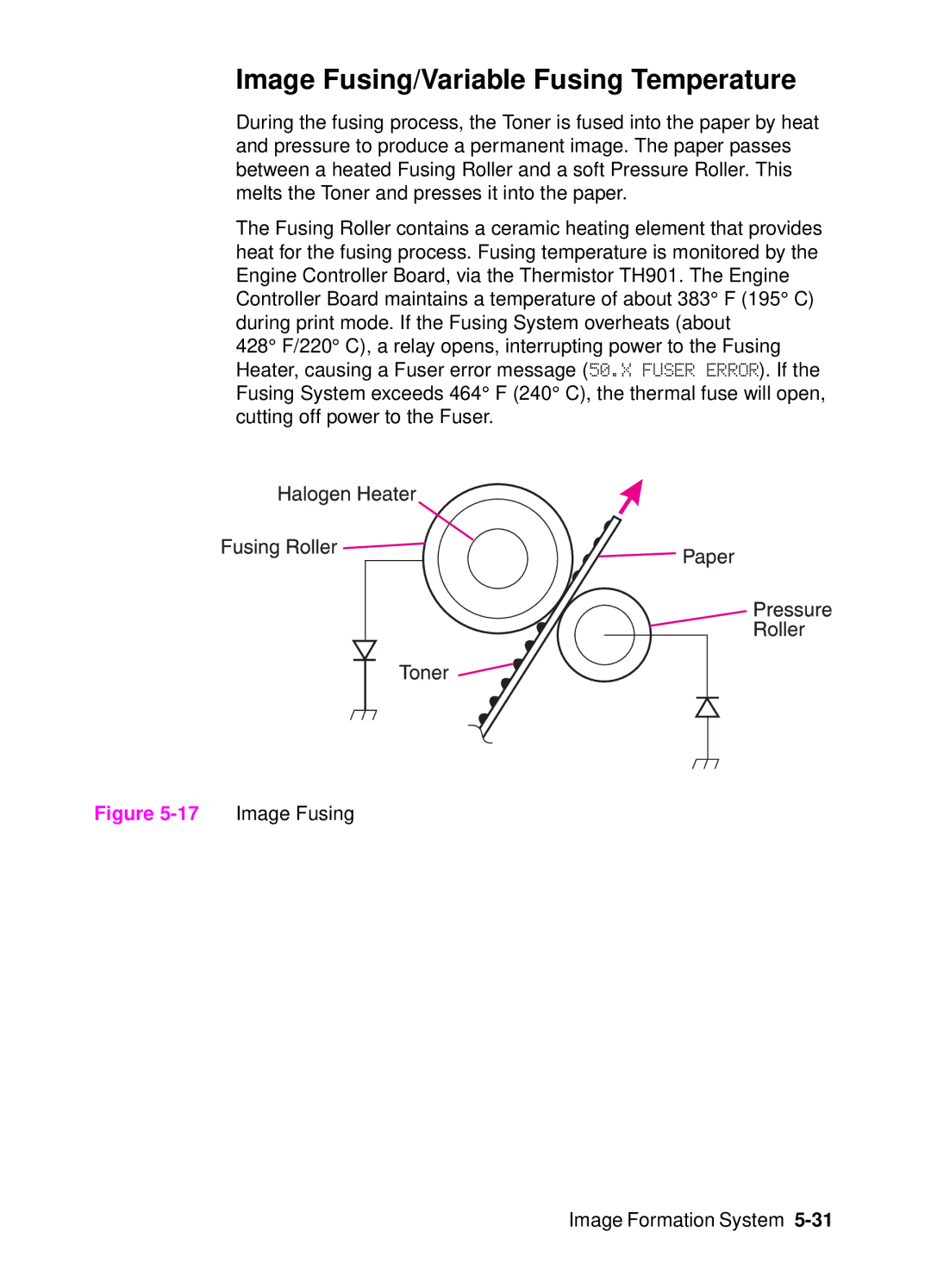 HP 4000, 4050 manual Image Fusing/Variable Fusing Temperature 